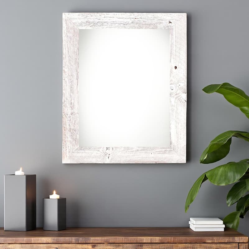 HomeRoots 20" x 24" Blue Solid Wood Hanging Picture Frame - White Wash