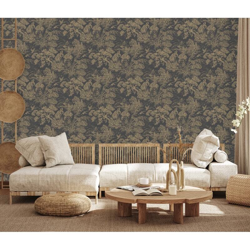 Natoru Crane Toile Non-Pasted Wallpaper - Covers 56 Square Feet