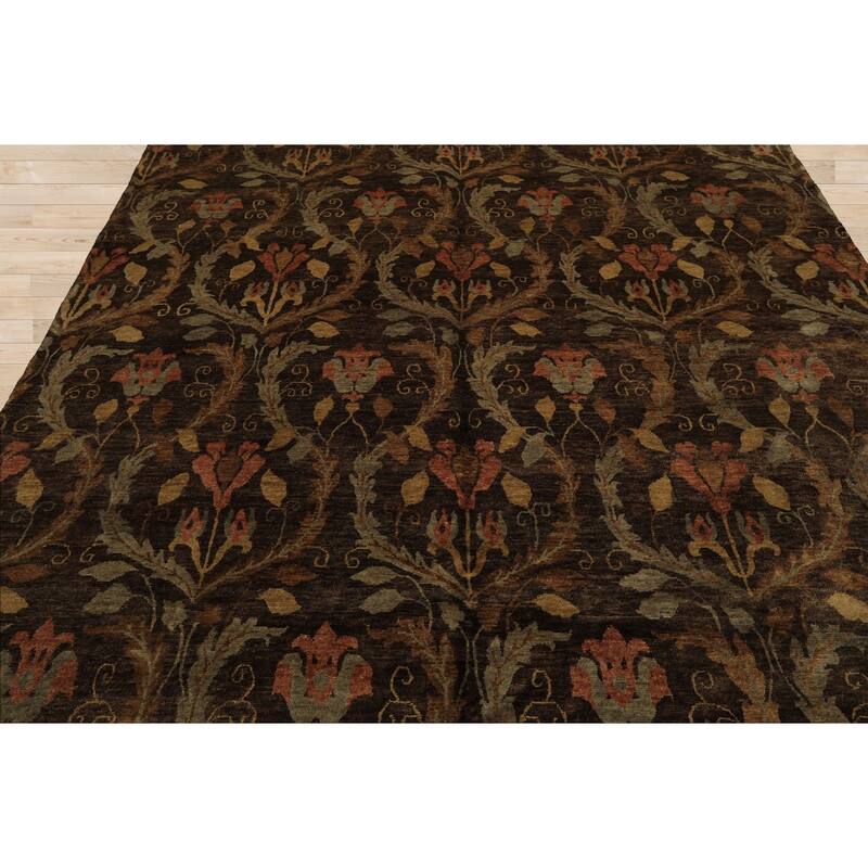 8x9'9'' Hand Knotted Wool Brown Traditional Kalaty Oushak Rug - 8' x 9' 9''
