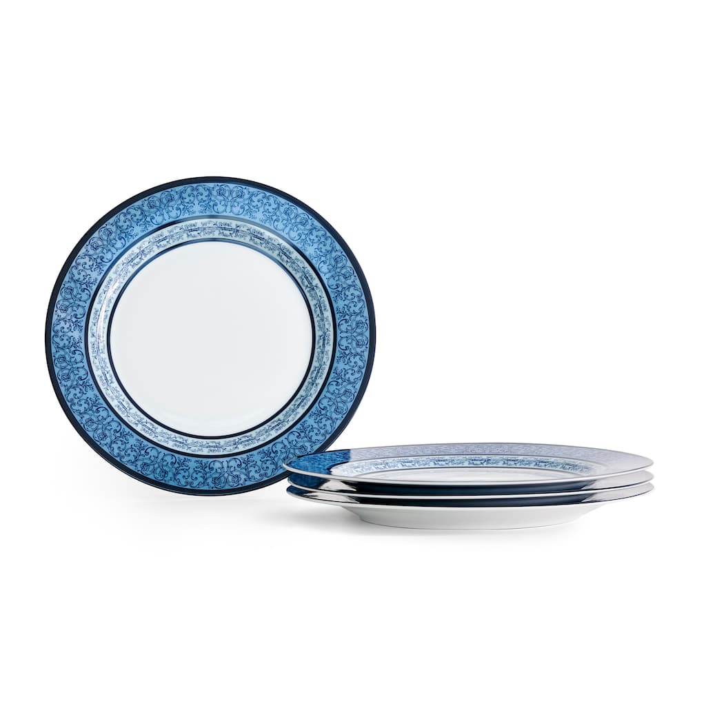 Marchesa Monarcha 4-Piece Porcelain Dinner Plate Set, Blue