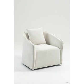 Mid-Century Modern Upholstered Accent Chair with Wood Frame and Waist ...
