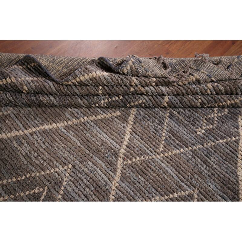 Trellis Geometric Moroccan Oriental Area Rug Hand-Knotted Wool Carpet - 7'0"x 11'2"