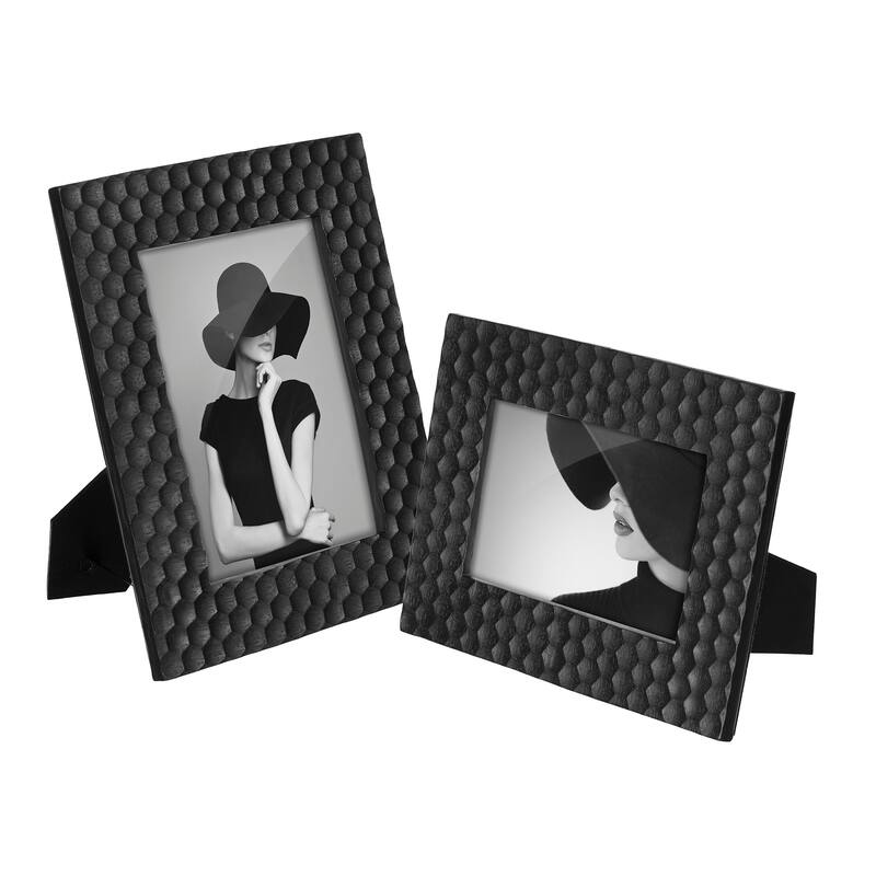 Glitzhome Set of 2 Xmas Honeycomb Resin Wall Tabletop Picture Frames-4x6,5x7