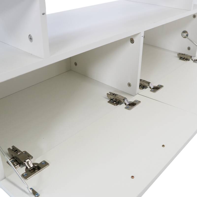 63" TV Stand with LED Lights and Toughened Glass Shelf for TVs Up to 65"