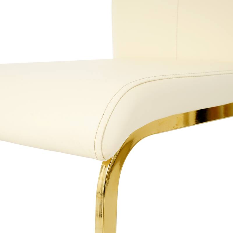 Modern PU Dining Chair with Gold Metal Legs, Versatile for Kitchen, Living Room, Bedroom, and Dining Room.