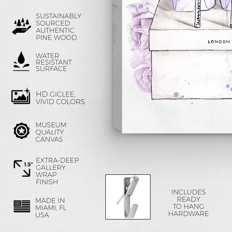 Wynwood Studio Fashion and Glam Lavender and White Romantic Pair Purple and Lilac Glam Wall Art Canvas Print