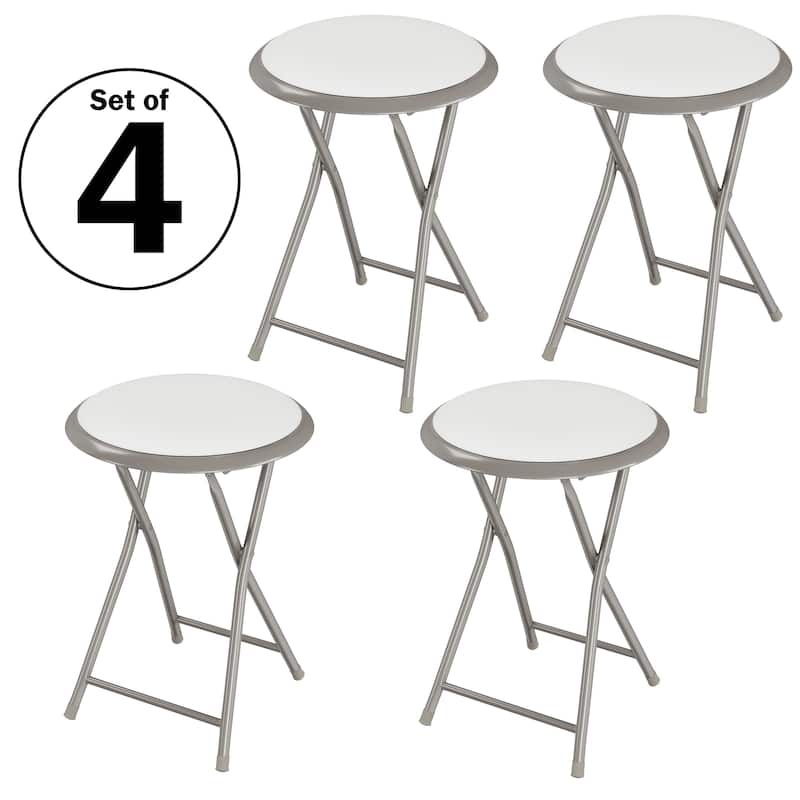 Lavish Home 18-Inch Folding Stool, White - Set of 4