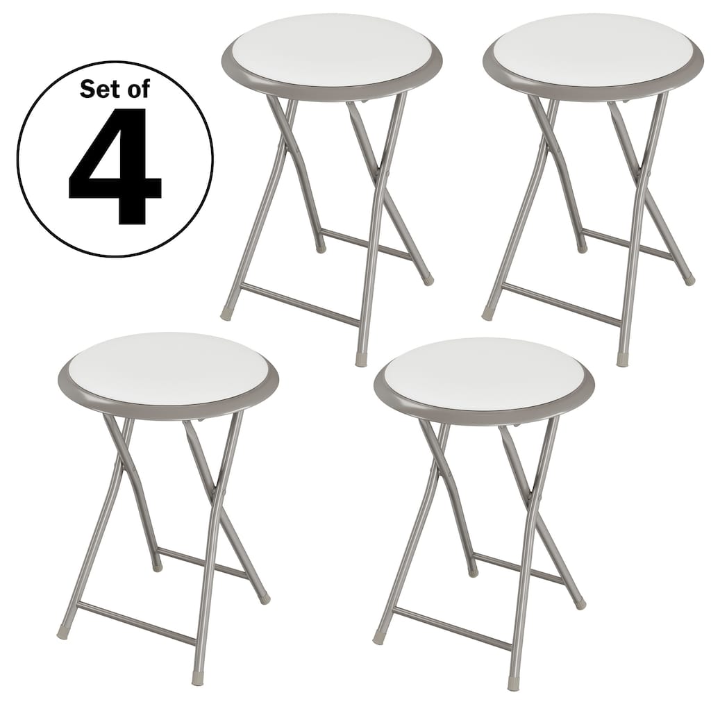 Lavish Home 18-Inch Folding Stool, White