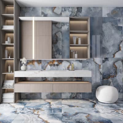 Apollo tile 24" x 48" Splendor Lappato Blue Porcelain Tile (15.5 sq ft/case) - 2 Pack