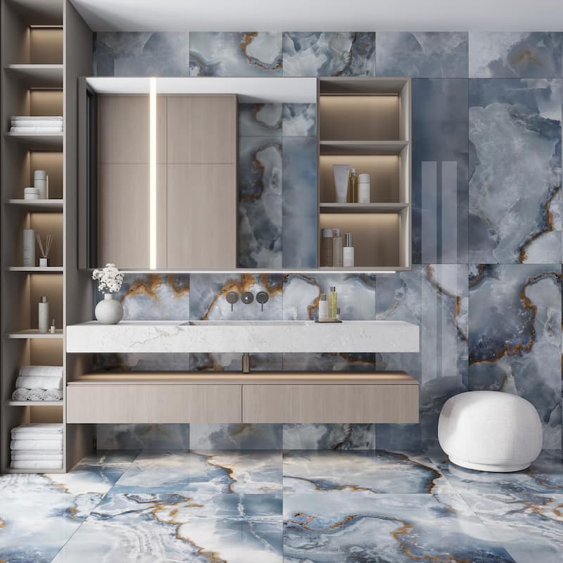 Apollo tile 36" x 36" Splendor Lappato Blue Porcelain Tile (17.44 sq ft/case) - 2 Pack