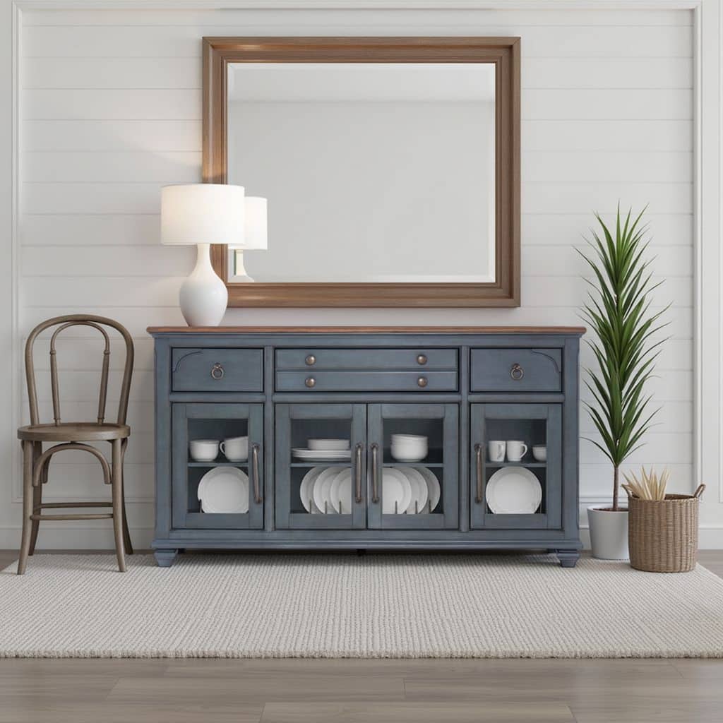 Bridgevine Home Americana Server, No Assembly Required, Corduroy Blue Finish