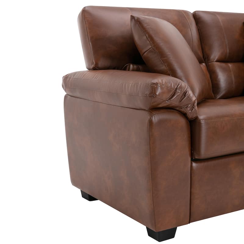 Morden Fort Upholstered Living Room Set, 2 Pieces, Faux Leather Loveseat and Sofa