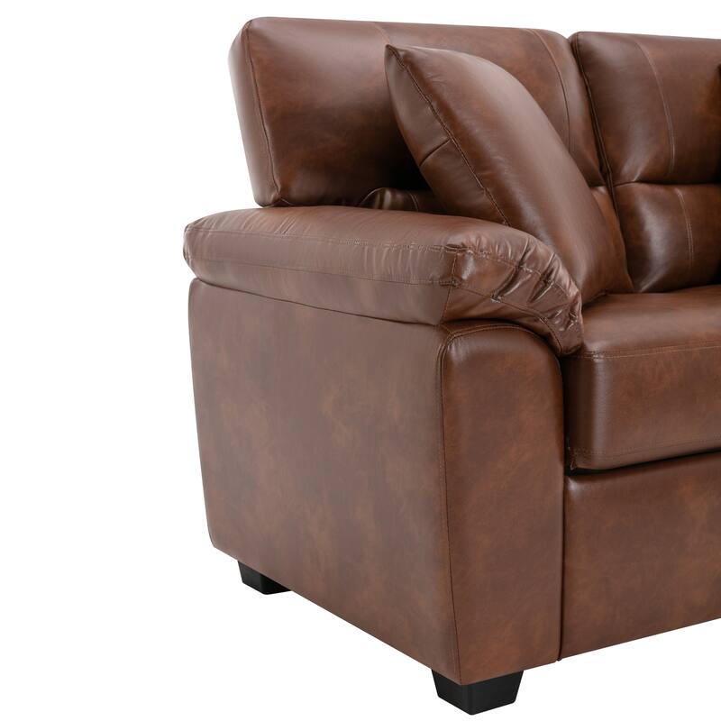 Morden Fort Upholstered Sofa for Living Room,Three-Seater Couch Faux Leather