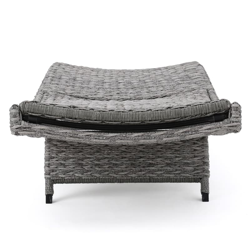 Rustic Outdoor Aluminum Frame Wicker Recliner Set of 2