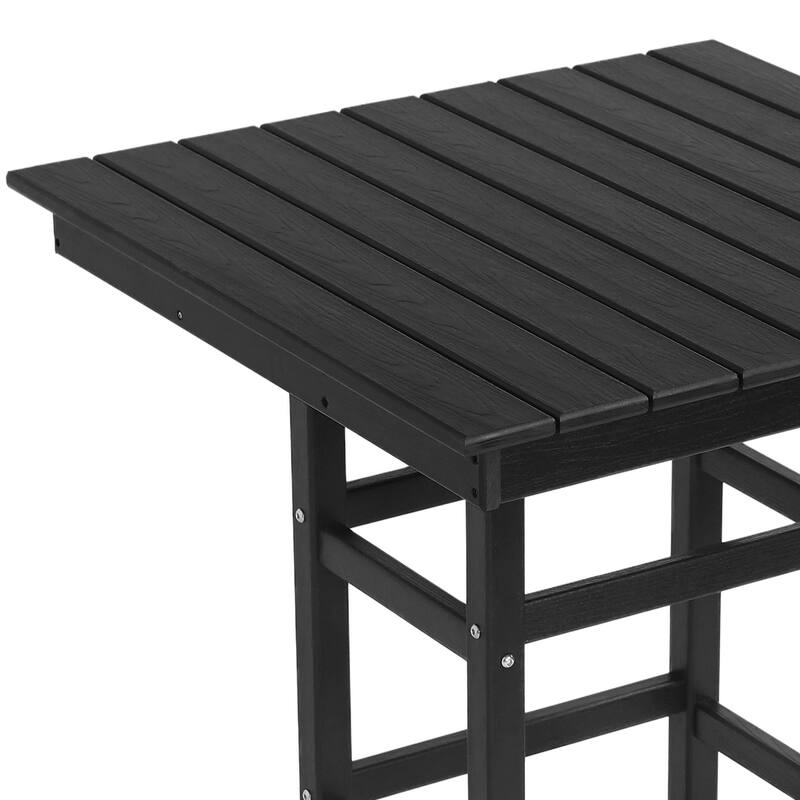 LUE BONA Patio 3-Piece Bar Set HDPS Square Table and Outdoor Bistro Armchairs with Connecting Board Patio Seating