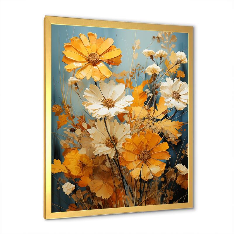 Designart "Vintagea Sunshine Sunflowers II" Sunflowers Framed Wall Art Prints