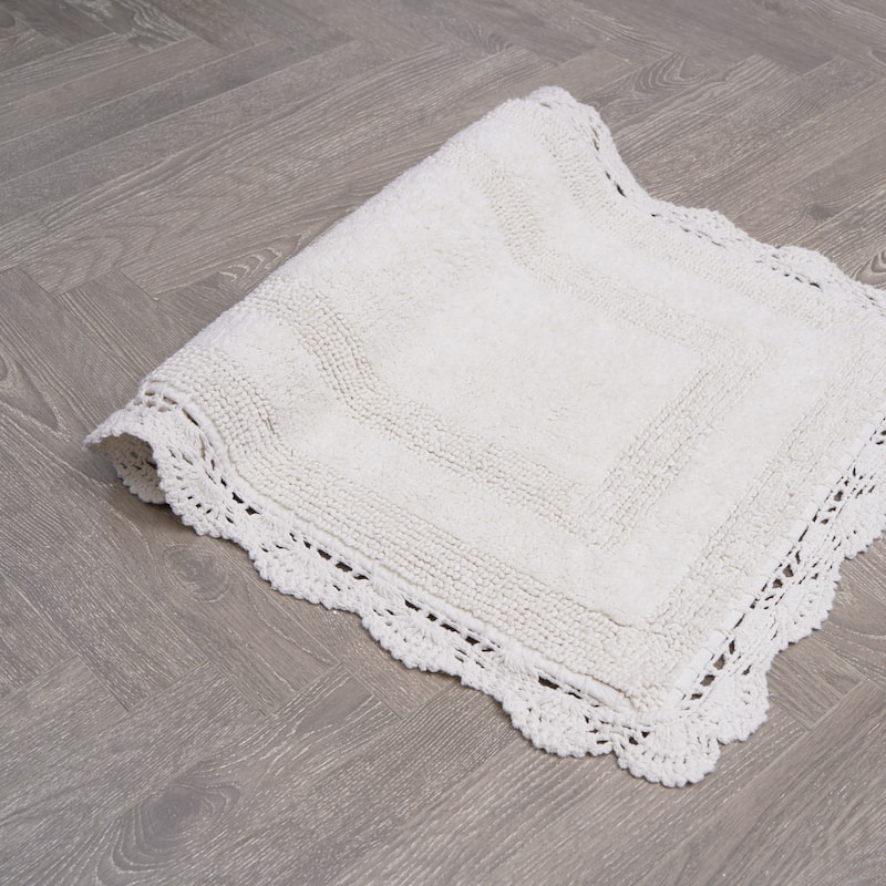 Laura Ashley Reversible Cotton Crochet Bath Rug