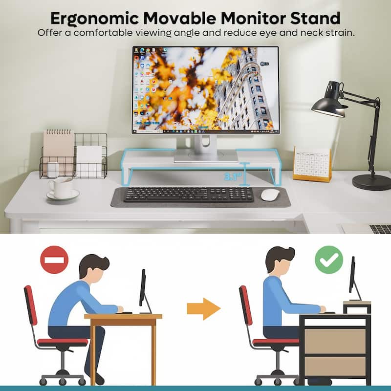 Bestier 56"W Modern L-Shaped Corner Computer Desk With Filing Drawer
