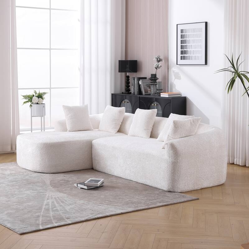 Living Room Oversized Comfy Boucle Sofa