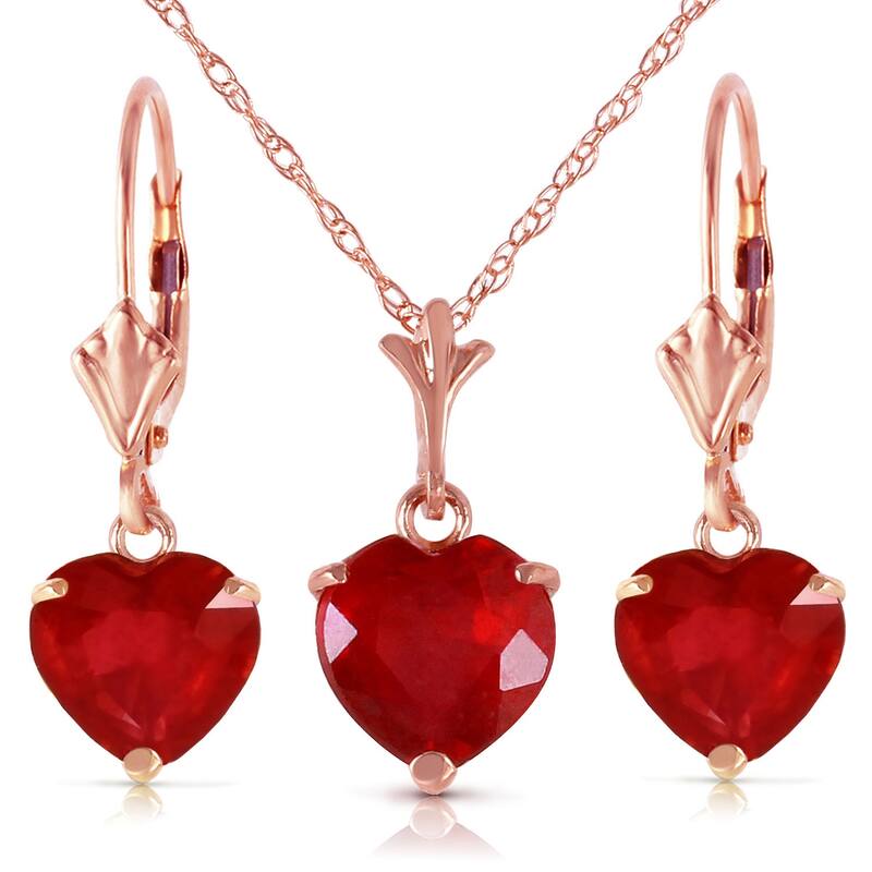 1.45 Carat 14K Solid Gold Gemstone Necklace Natural Heart Ruby
