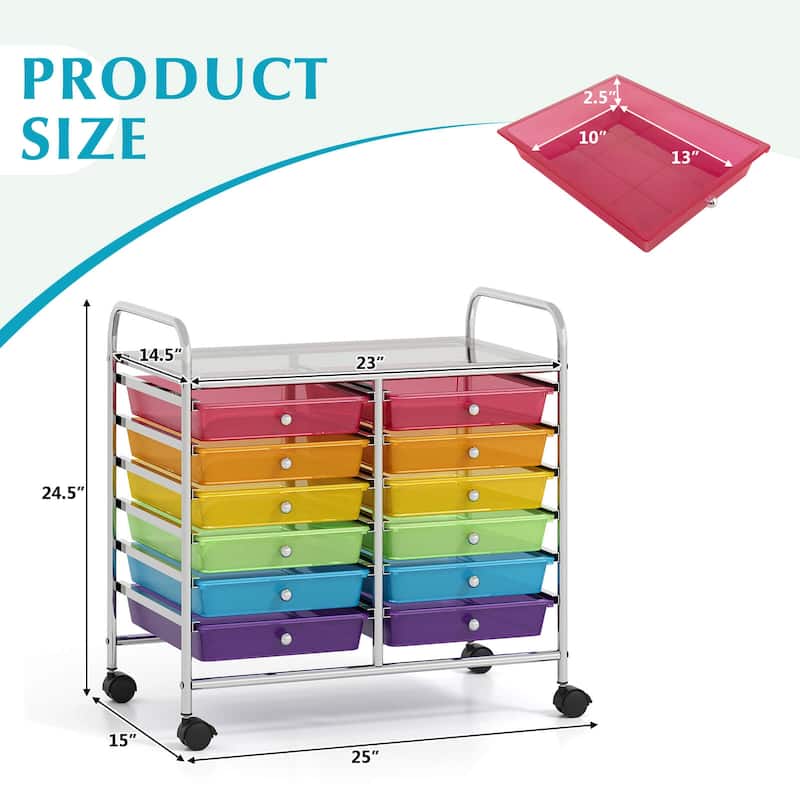 Costway 12 Drawers Rolling Cart Storage Scrapbook Paper Studio - See Details