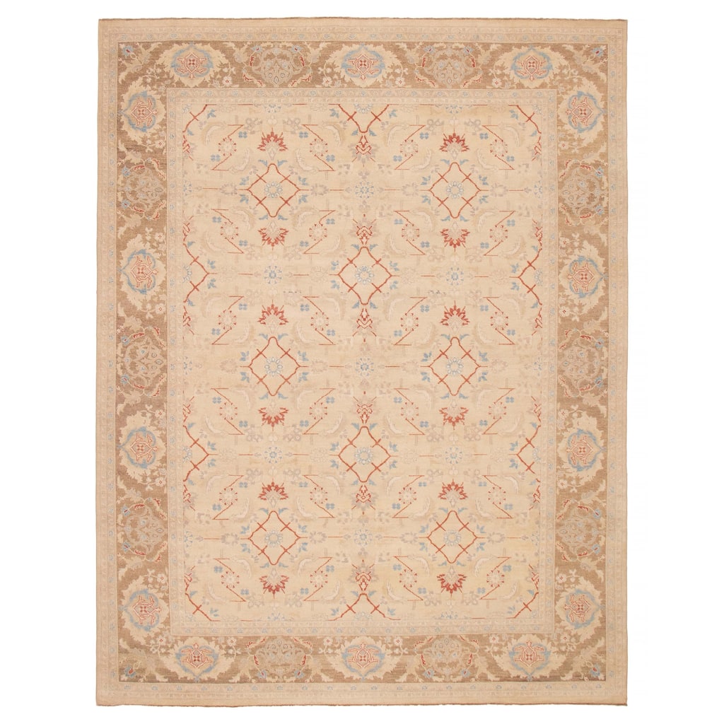 ECARPETGALLERY Hand-knotted Peshawar Oushak Ivory Wool Rug - 9'2 x 12'1
