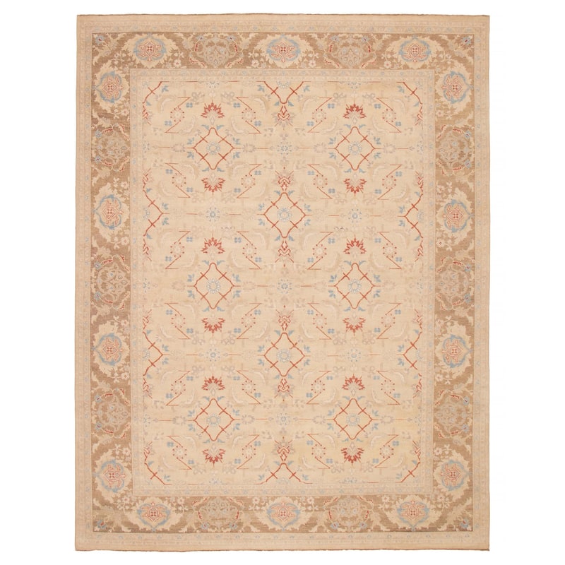 ECARPETGALLERY Hand-knotted Peshawar Oushak Ivory Wool Rug - 9'2 x 12'1 - Ivory - 9'2 x 12'1