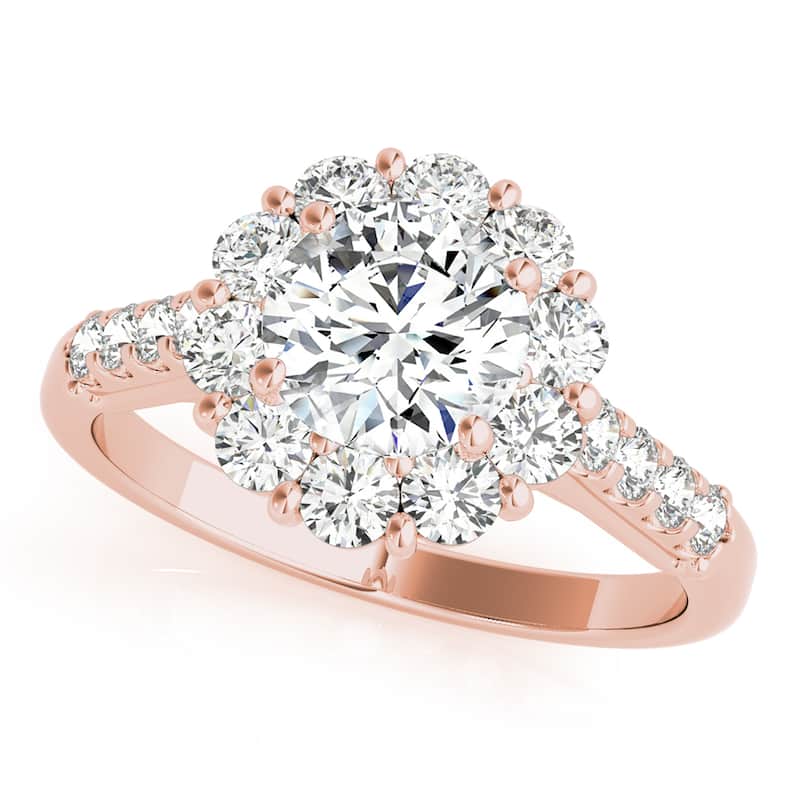 Auriya 14k-Rose Gold Lab Grown Round Diamond Halo Engagement Ring 0.50 to 5.00 ct. tw. (F-G VS) - 6 - 1.00 ct. tw.
