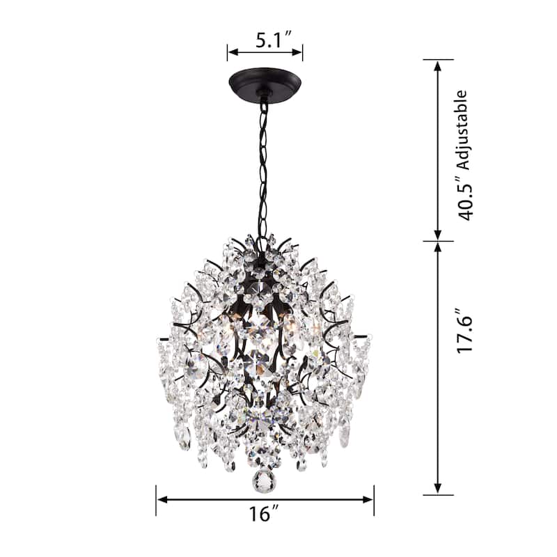 Dalia Antique Black 3-light Crystal Chandelier