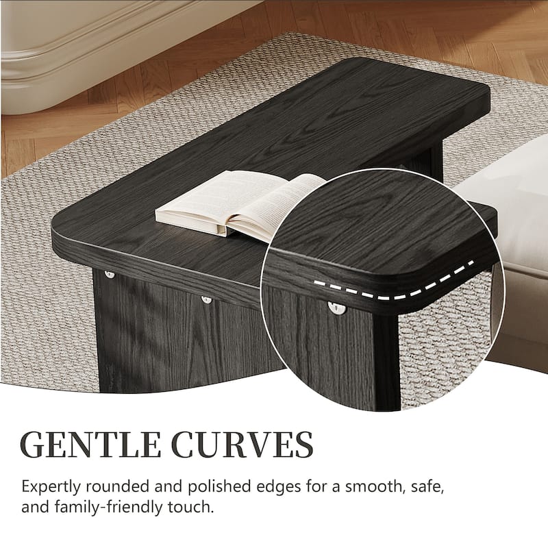 Modern Wood Coffee table, Mid Century Wood Side Table for Living Room, 2 Pieces