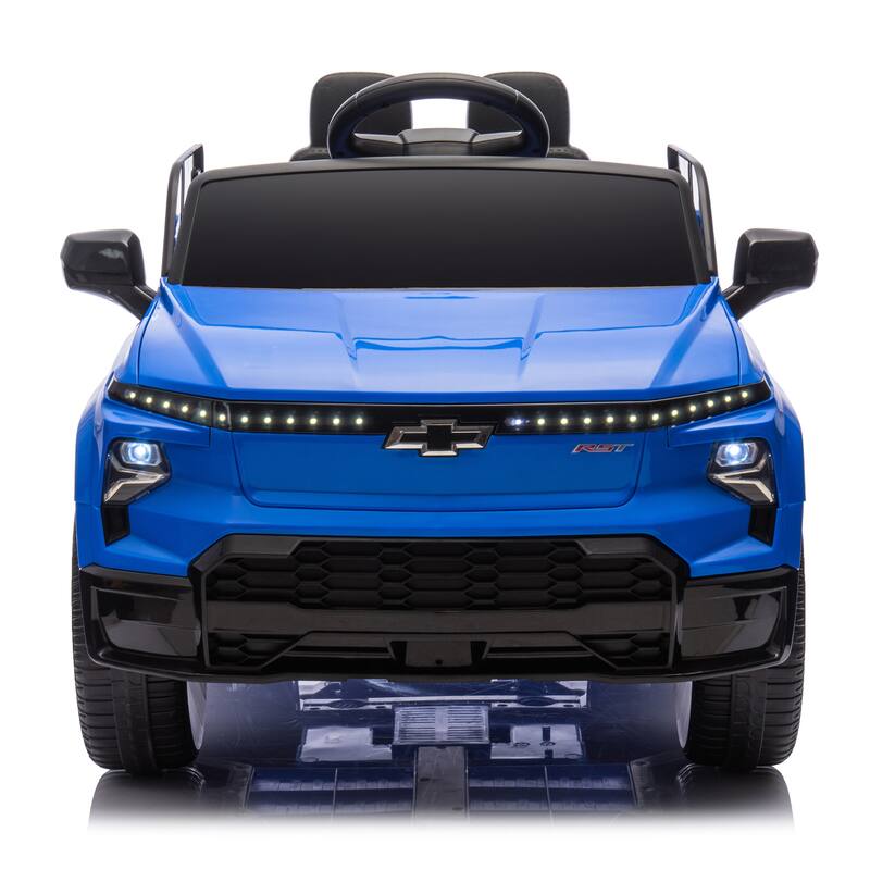 24V Licensed Chevrolet Silverado EV Ride-On Car for Kids with Slow Start, LED Lights, Bluetooth, USB, MP3, and Remote Control