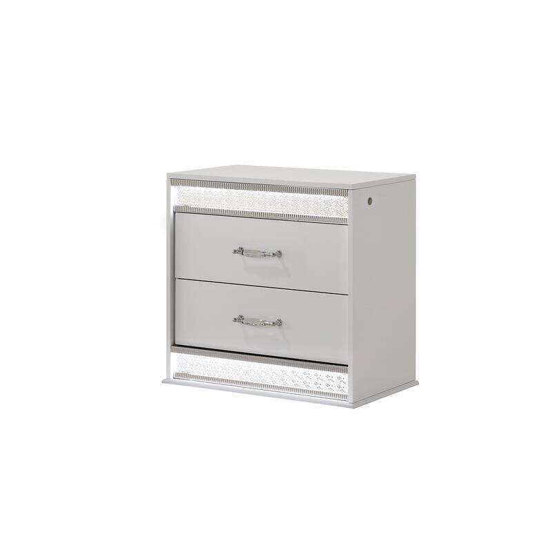 Glam Modern Style 2-Drawer Night stand Made with Wood