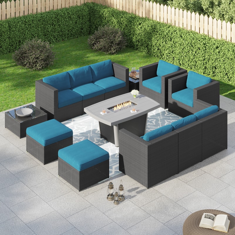 Corvus Xavier 13-piece Sectional Wicker Patio Sofa Set