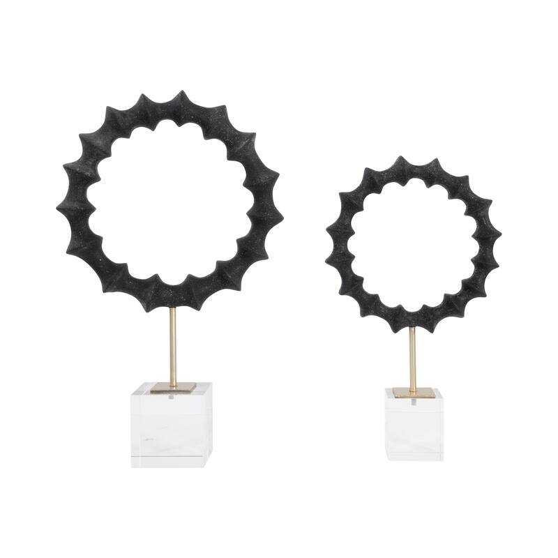 Sagebrook Home 15/18" Black Operose Statuary, Decorative Objects, Set of 2 - 11" x 4" x 18"