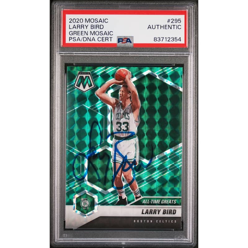 Larry Bird 2020 Panini Mosaic Green Signed Basketball Card #295 Auto PSA 3712354 - 8'6" x 11'6"