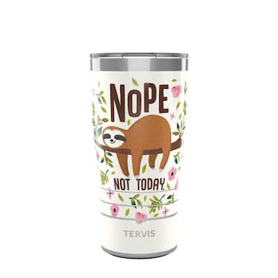 Tervis Traveler Sloth Nope Not Today Triple Walled Insulated Travel Tumbler, Stainless Steel