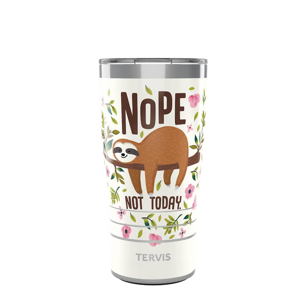 Tervis Traveler Sloth Nope Not Today Triple Walled Insulated Travel Tumbler, Stainless Steel