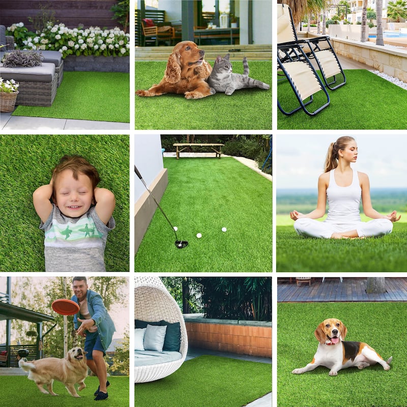 Superior Artificial Grass Lawn Turf Indoor/ Outdoor Area Rugs, Set of 6 - 1' x 1' Set (6)