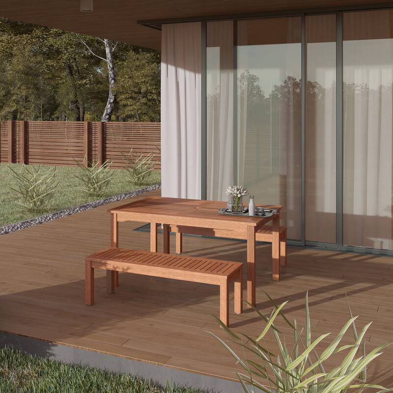 Amazonia Padua 3 piece Eucalyptus Rectangular Patio Dining Set - 3 Piece - Brown