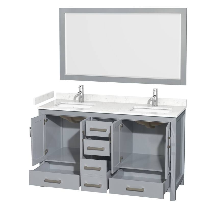 Sheffield Bathroom Vanity Set, Cultured Top, 58-Inch Mirror