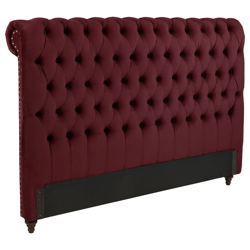 57-Inch Upholstered Eastern King Headboard in Wine Red with Padded Comfort and Elegant Classic Design