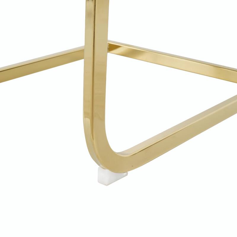 Modern Dining Chair Set - Faux Leather Padded Seats, Gold/Silver Metal Legs