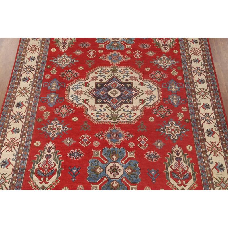 Traditional Kazak Oriental Area Rug Handmade Red Wool Carpet - 8'7"x 11'3"