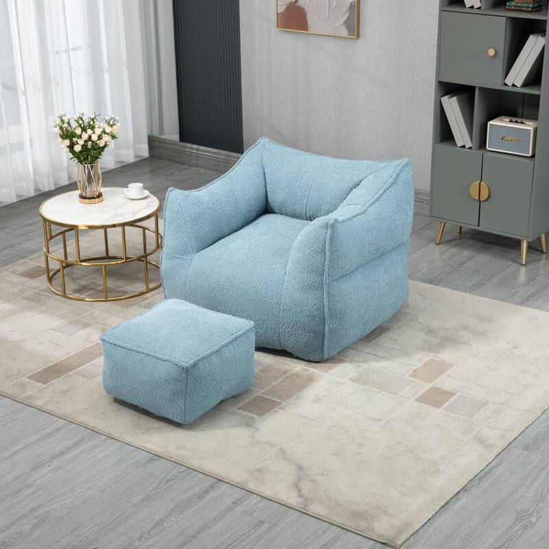 GDFStudio - COOLMORE Boucle Bean Bag Chair with Memory Foam Filling for Ultimate Comfort