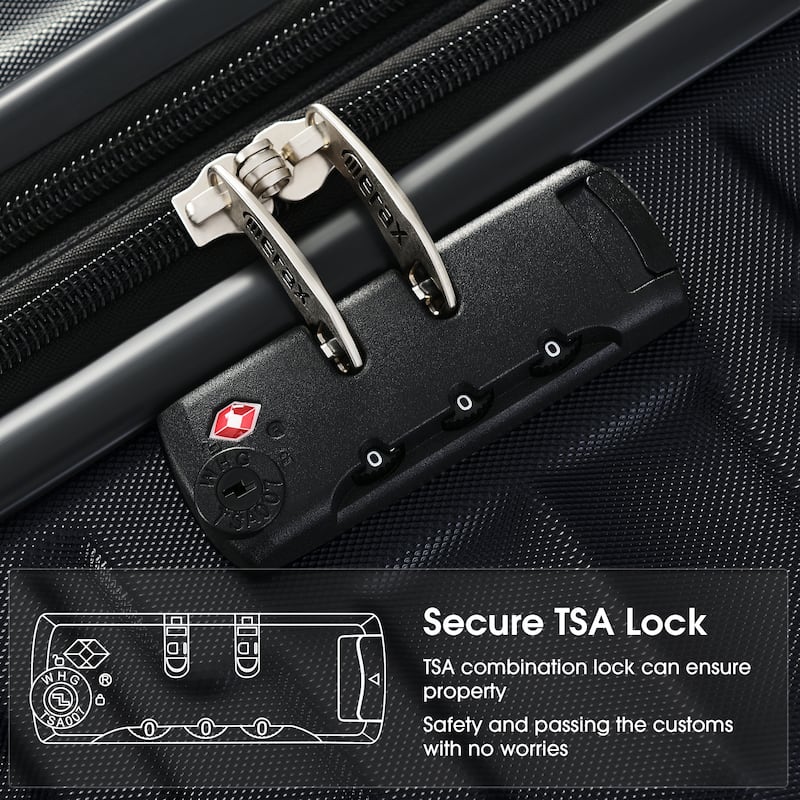 Luggage Expandable 3 Piece Sets ABS Spinner Suitcase Built-In TSA lock ...