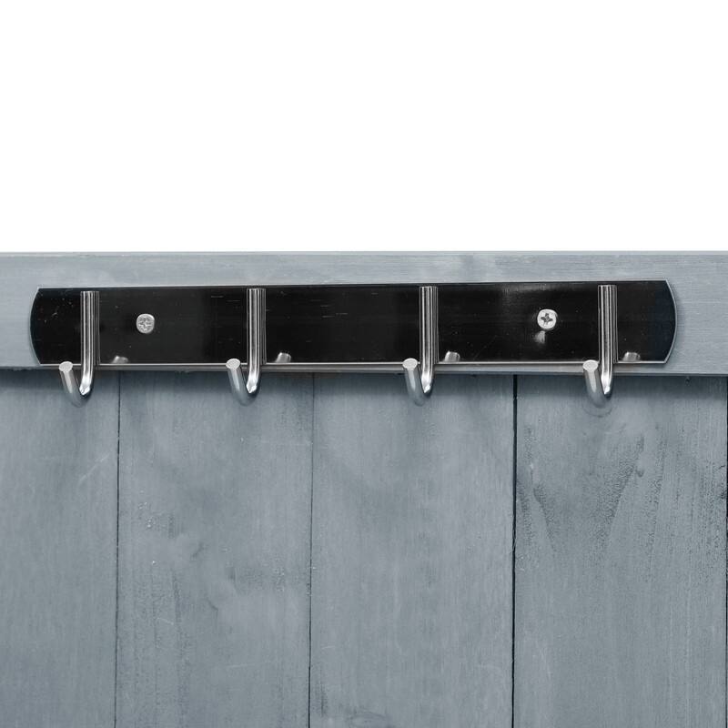 Outdoor Kitchen Island, Solid Wood Storage Cabinet with Stainless Steel Top and Lockable Wheels