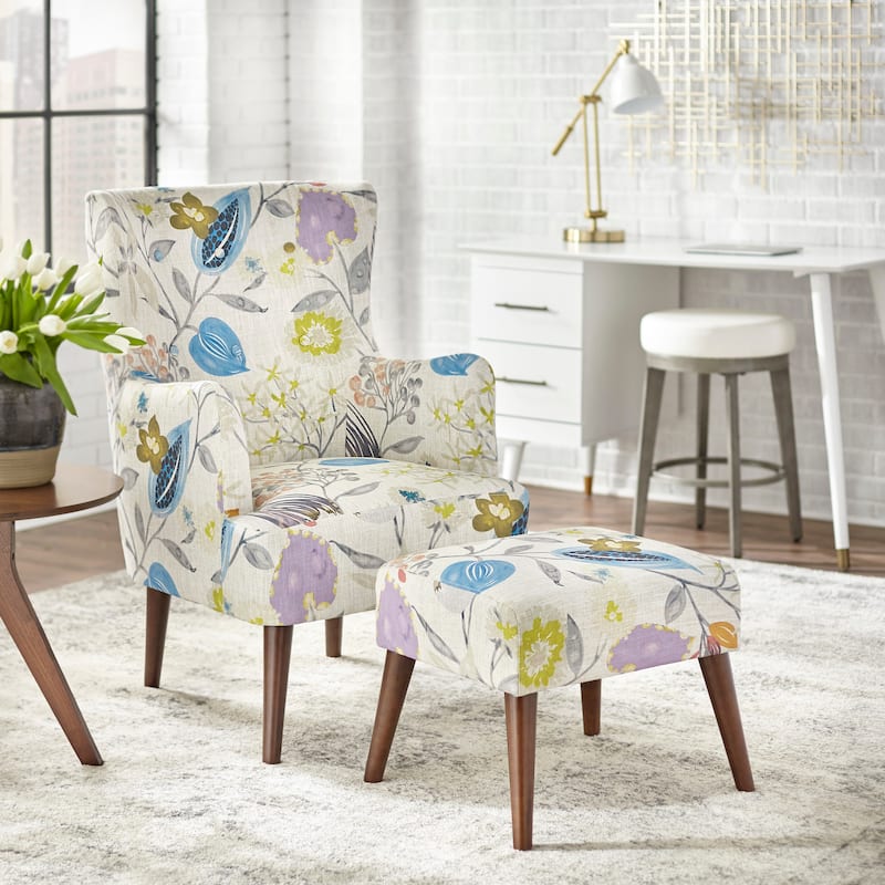 angelo:HOME Jane Chair and Ottoman Set - Multi Floral