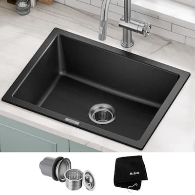 KRAUS Granite 24 inch 1-Bowl Undermount Drop-in Kitchen Sink