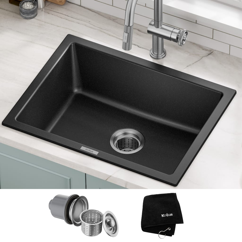 KRAUS Granite 24 inch 1-Bowl Undermount Drop-in Kitchen Sink