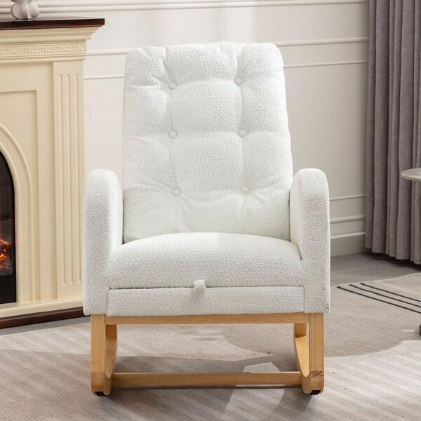 Rocking Chair with Footrest Nursery Glider Chair with Rubber Wood Legs Side Pocket High Back Nursing Chair On Sale Bed Bath Beyond 39912399